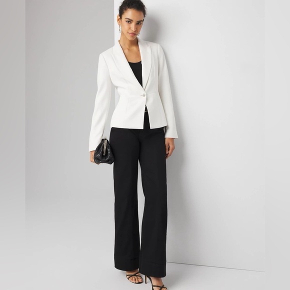 White House Black Market White Jeweled Button Blazer EUC - Picture 1 of 11